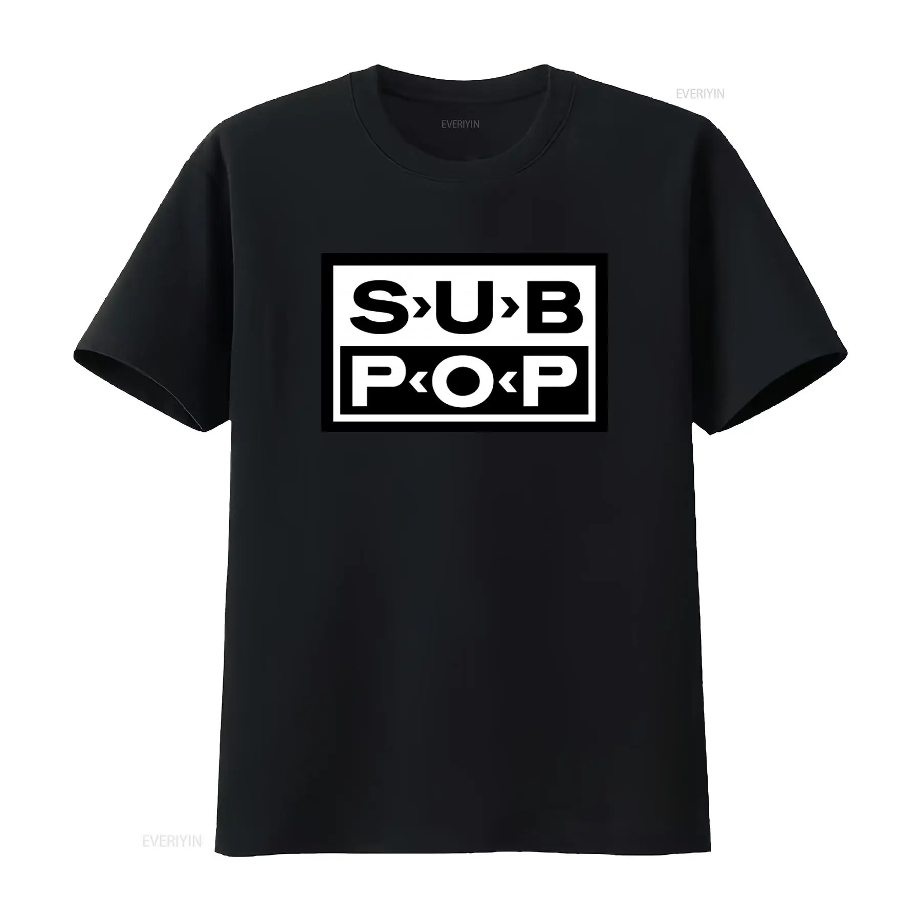 Mens Fashion Black Shirt - Sub Pop Logo T-shirt Zwart met