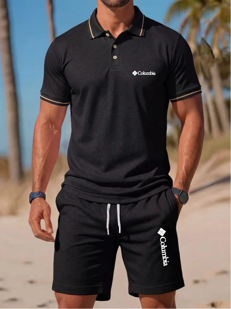 Men'S Fashion Brand - Merkloze geprinte poloshirt korte mouwen set