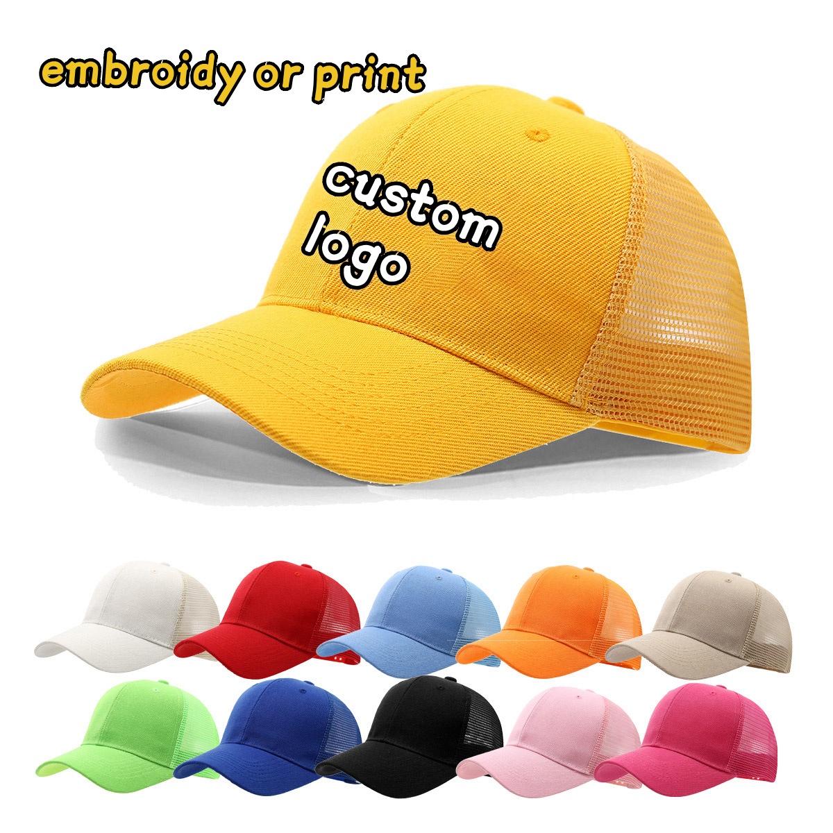 Trucker Hat Cap - Aangepaste logo cap borduurwerk afdrukken effen