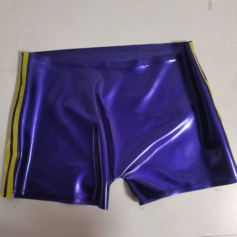 Swim Trunk Shorts - Herenslipjes van metallic paarsblauw latex, lage