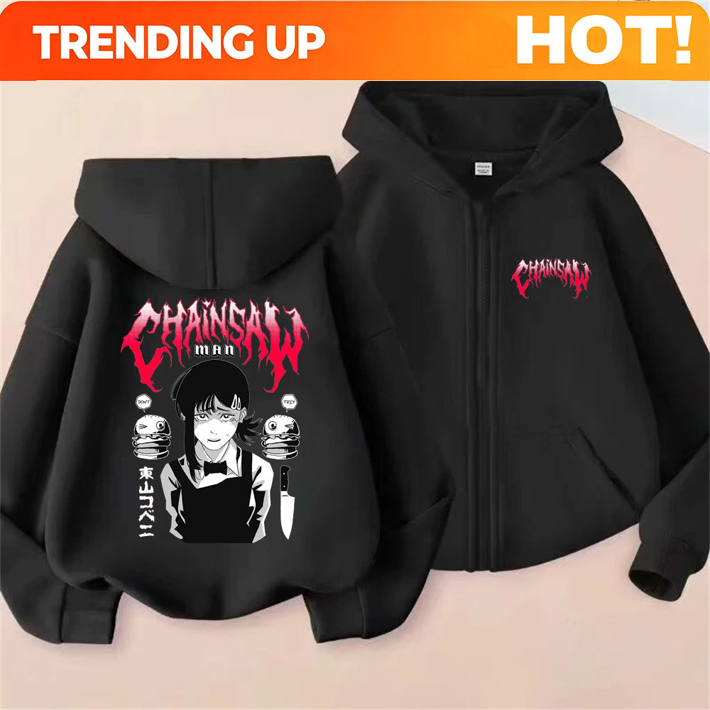 Mens Fashion Zip Up Hoodies - Op maat gemaakte Anime Chainsaw Man