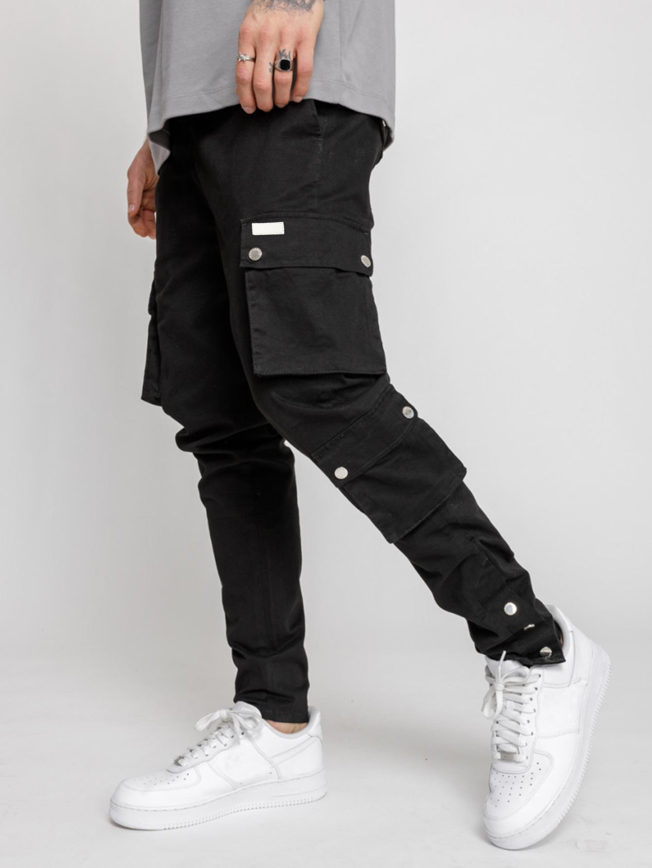 Mens Fashion Cargo Pants - Heren werkbroek herfst nieuwe knop decoratie