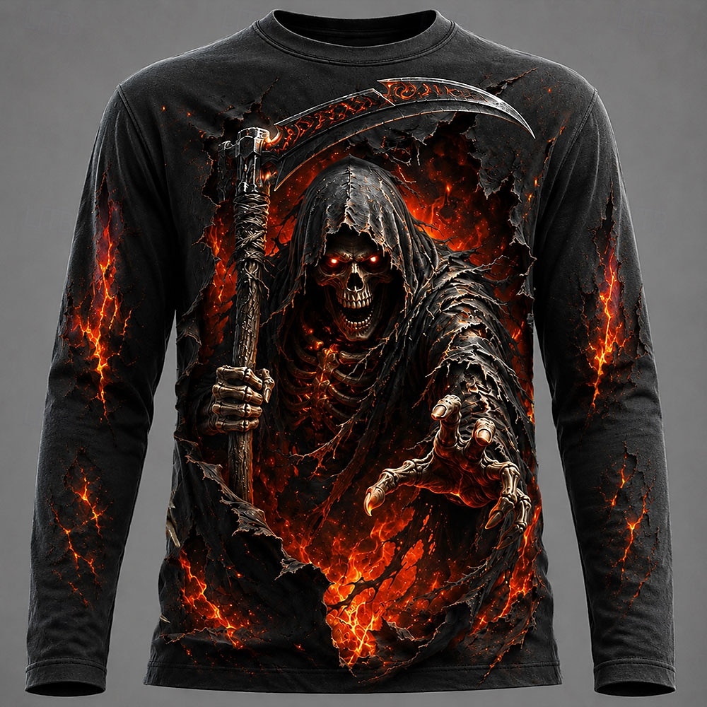 Men'S Fashion For Summer 2026 - Halloween Heren 3D Grafisch Geprint Langarm