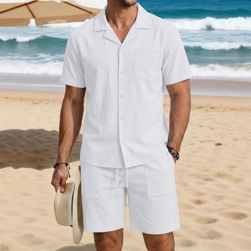 Linen Shirt Summer - Heren zomer katoen linnen vakantie set