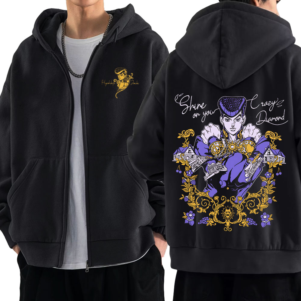 Mens Fashion Zip Up Hoodies - Anime Jojo Bizarre Adventure Rits Hoodies