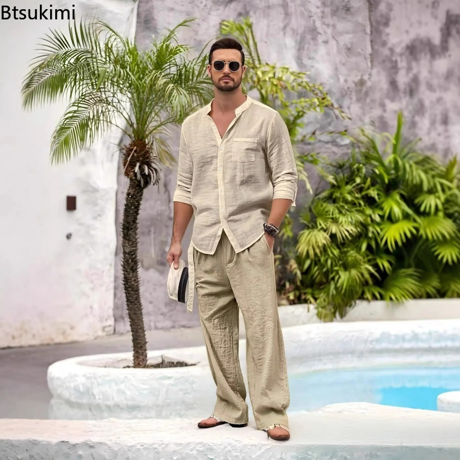 Linen Shirt Summer - Nieuwe Heren Casual Katoen Linnen 2-delige