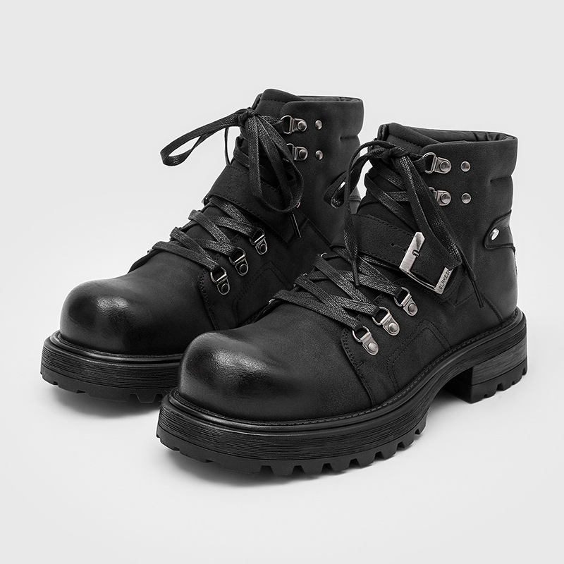 Men'S Fashion Brand - Merk Mannen Leren Laarzen Motorfiets Sneeuw