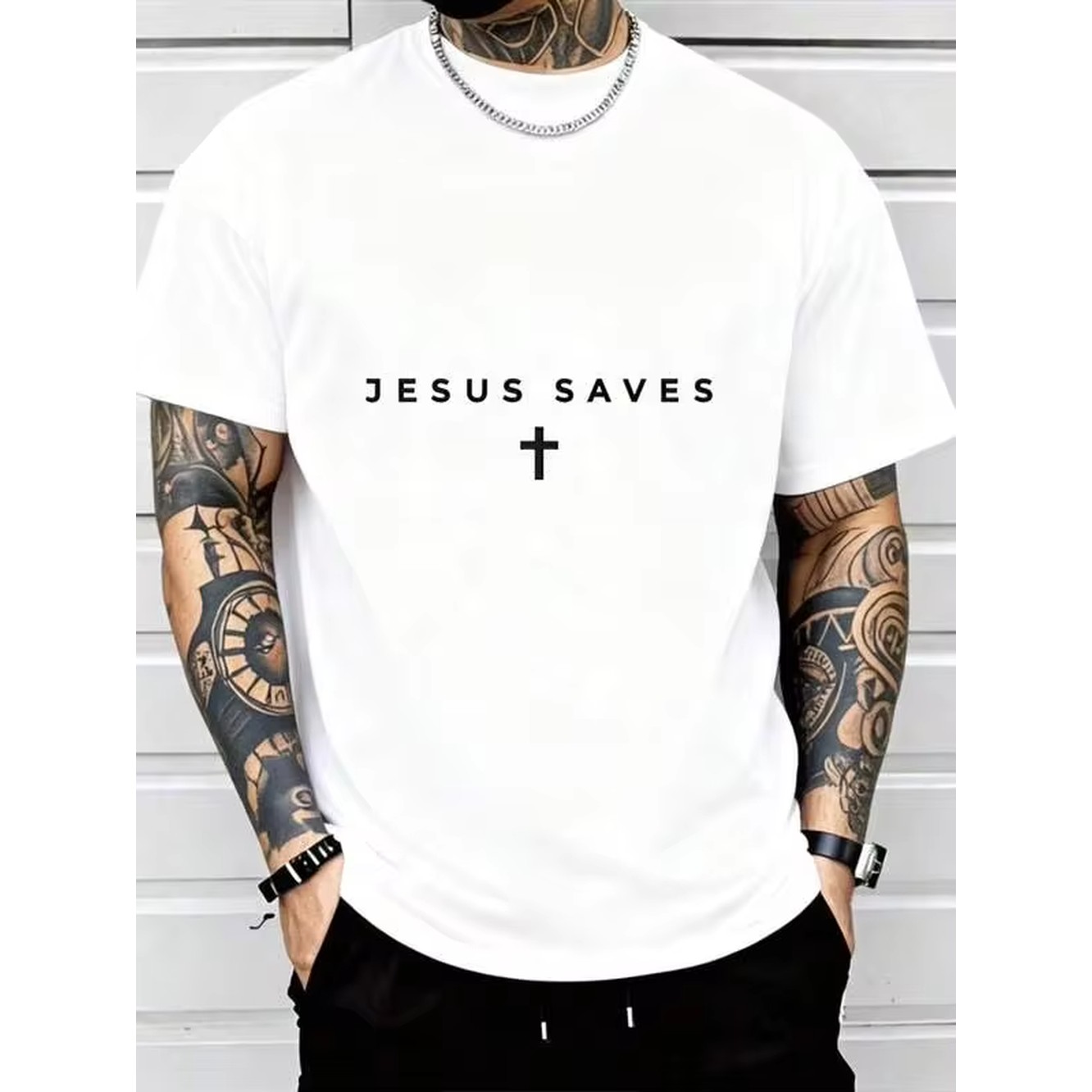 Mens Fashion Black Shirt - Grafisch oversized katoenen T-shirt voor heren,