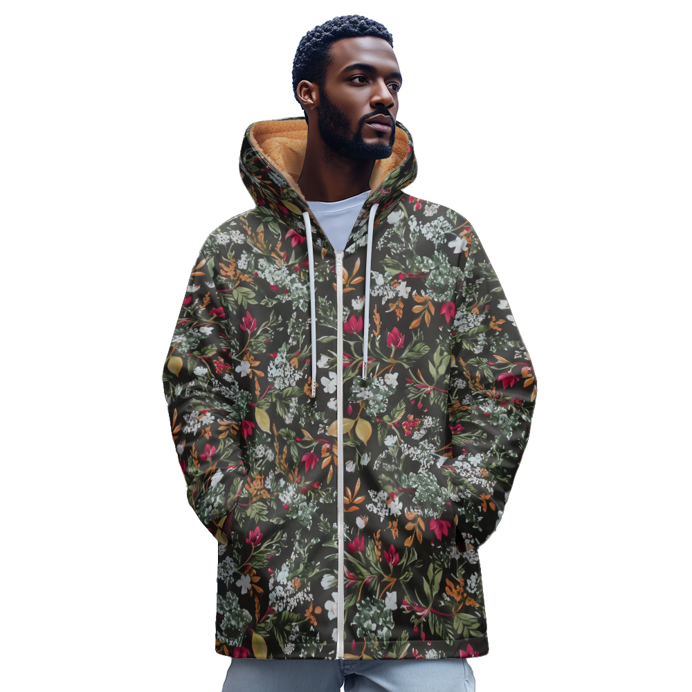 Mens Fashion Zip Up Hoodies - Luxe Bloem 3D Gedrukt Patroon Zip