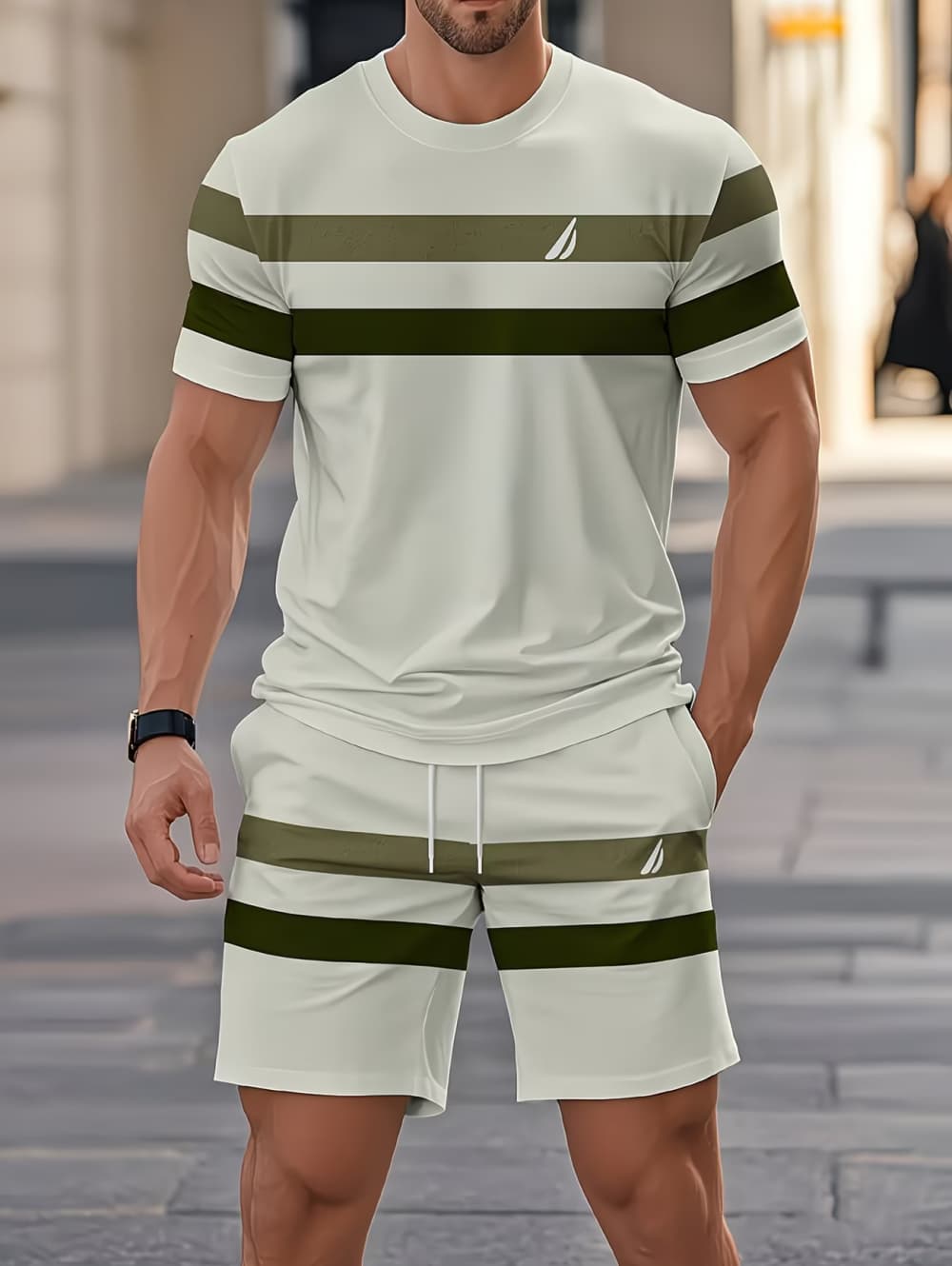 Men'S Fashion Advice - Mannen Zomer Sets Grappige 3D Streep