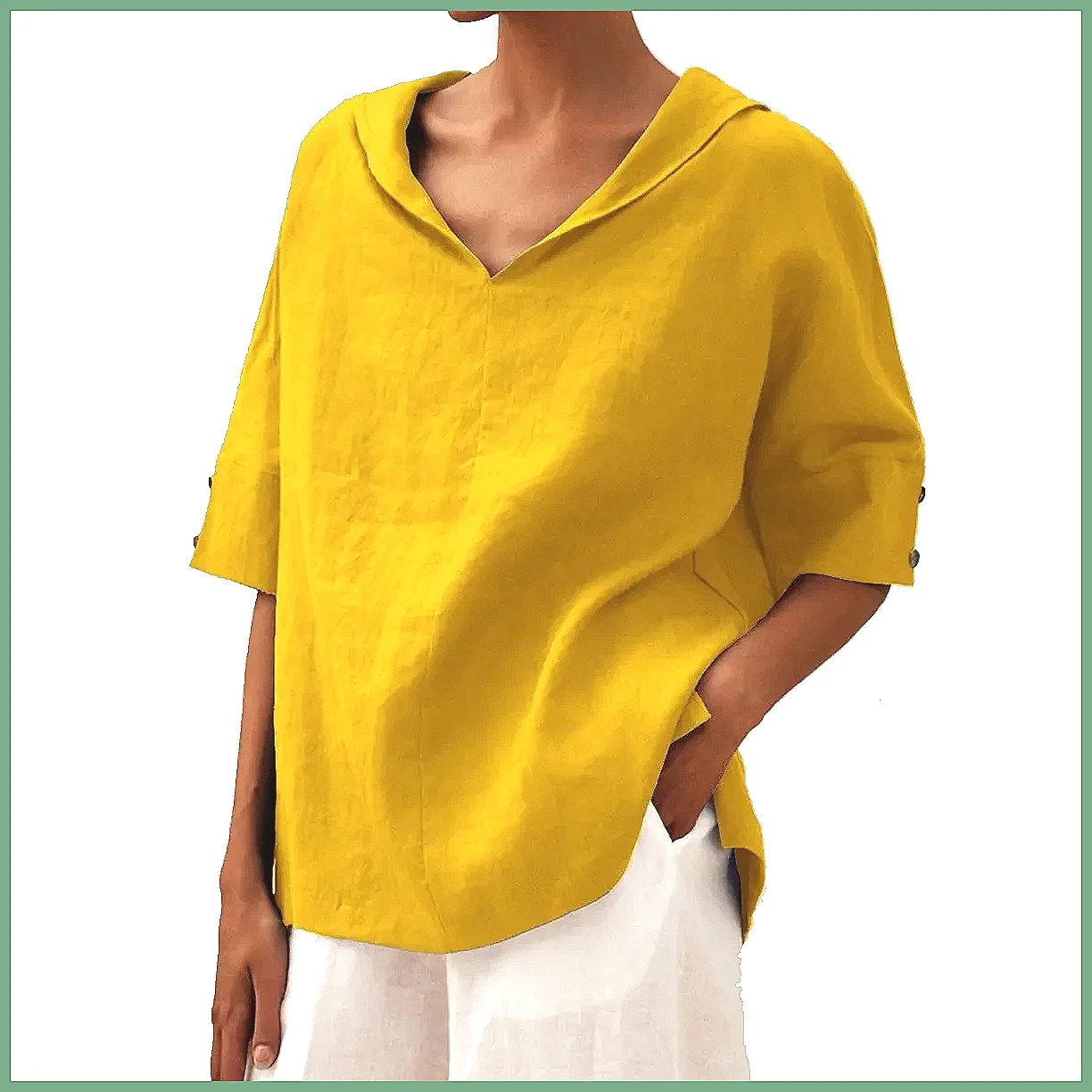 Linen Shirt Summer - Losvallend katoenen linnen overhemd voor dames