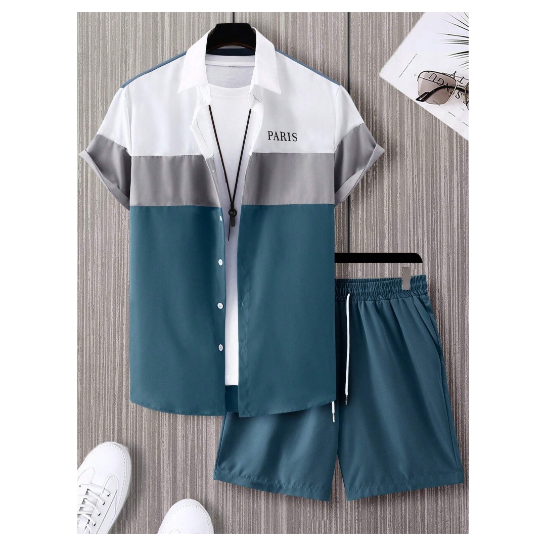Men'S Fashion Advice - Herenmodepak Blauw en wit patchwork-kleurig enkelrijig