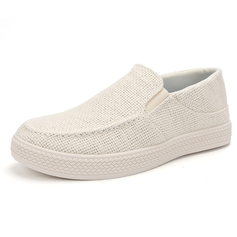 Men'S Fashion Loafers - Heren linnen instappers, ademend geweven bovenwerk,