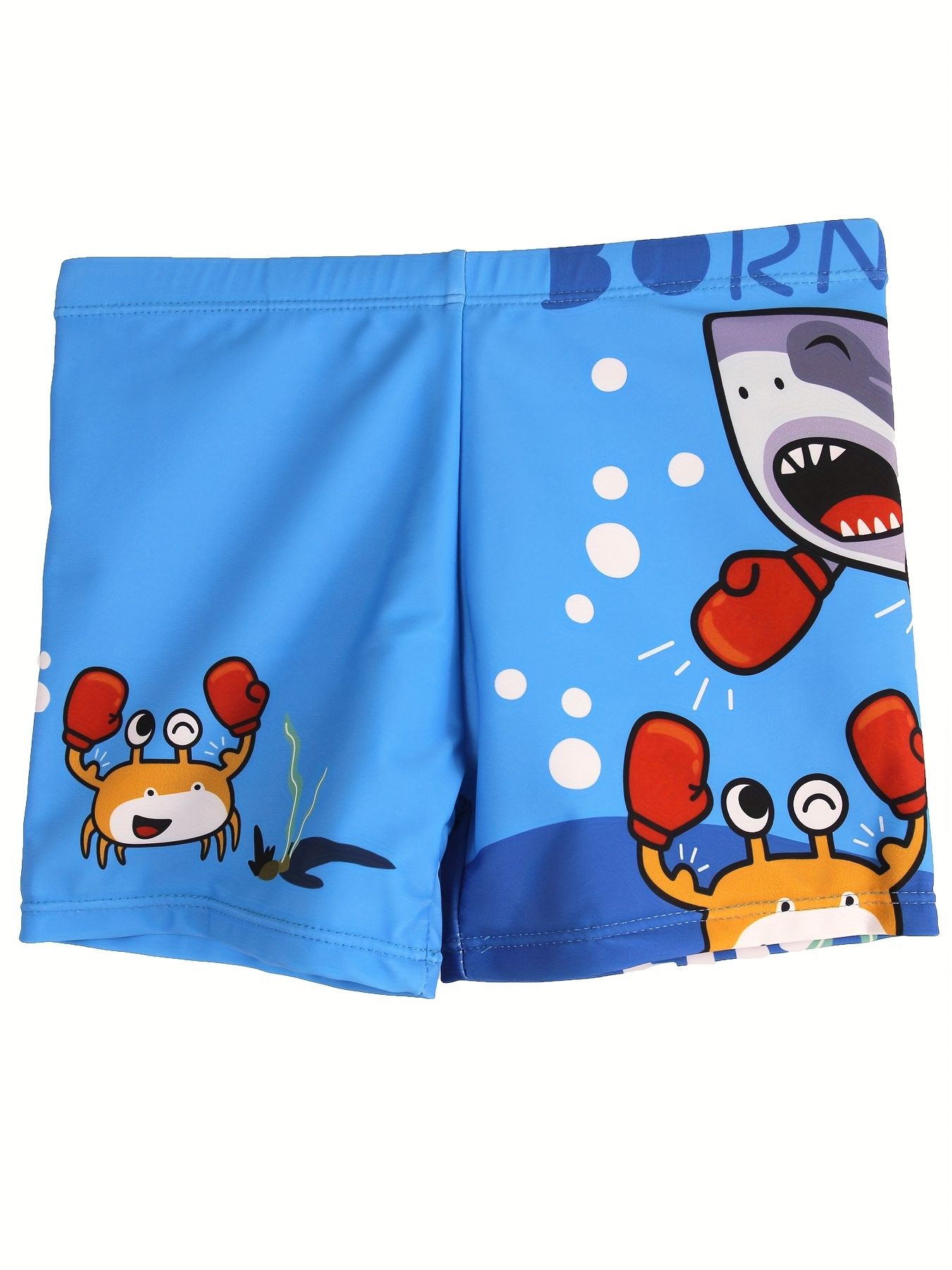 Swim Trunk Shorts - Cartoon Boks Krab En Haai Patroon