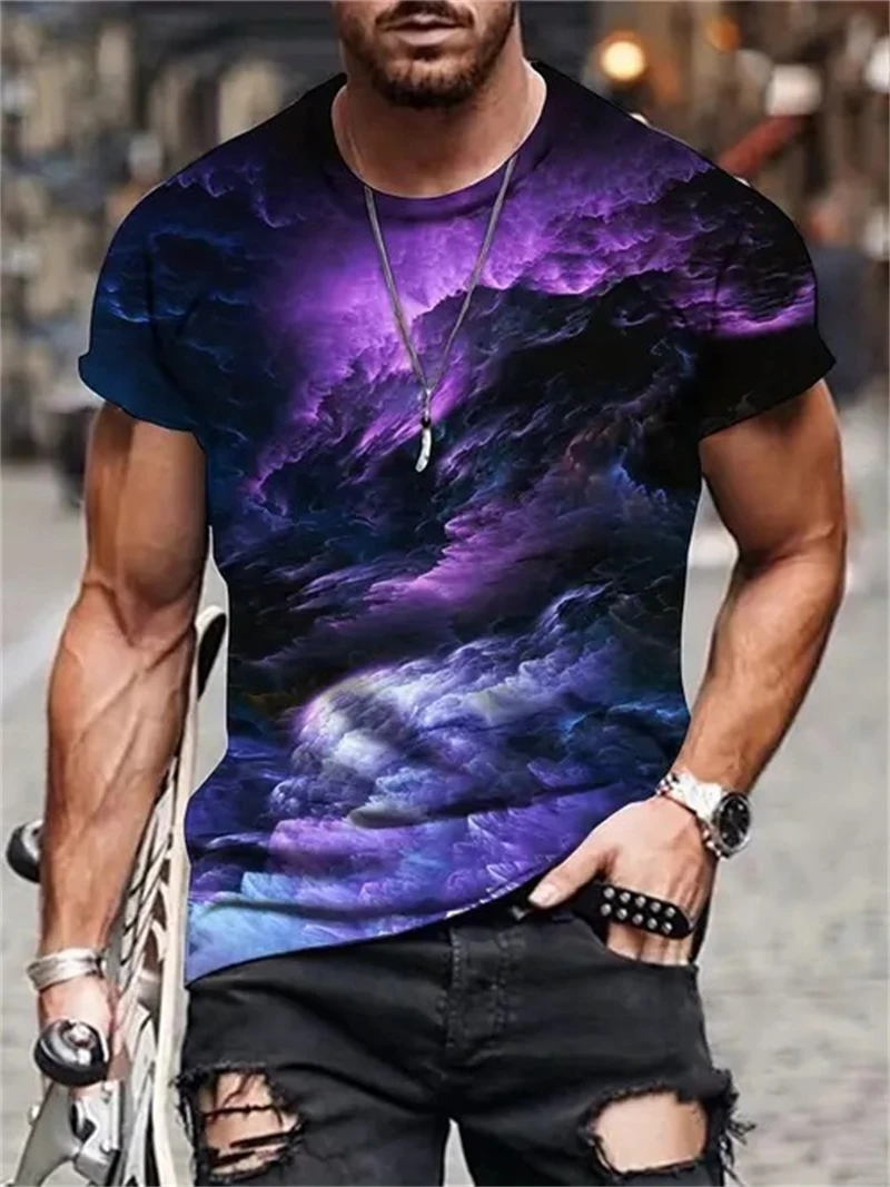 Paarse Galaxy Nebula-print T-s - Men'S Fashion Night Out recensie en prijs